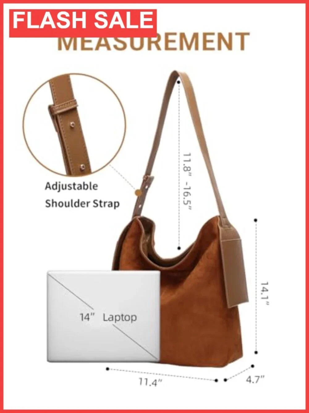 Soft Slouchy Suede Leather Hobo Shoulder Bag Adjustable Strap Vegan Faux PU